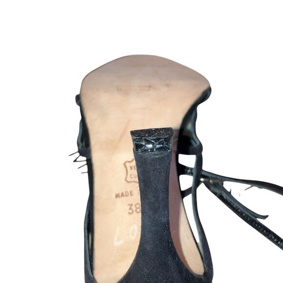 Manolo Blahnik Black Strappy High Heel T Strap Sandal with Dust Bag-size 38.5 - Picture 8 of 10